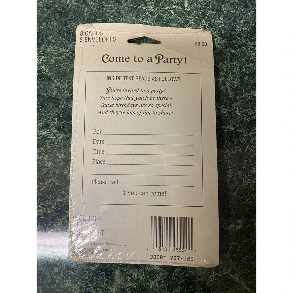 New Sealed Vintage Peppermint Rose Party Invitations 8 Cards & 8 Envelopes